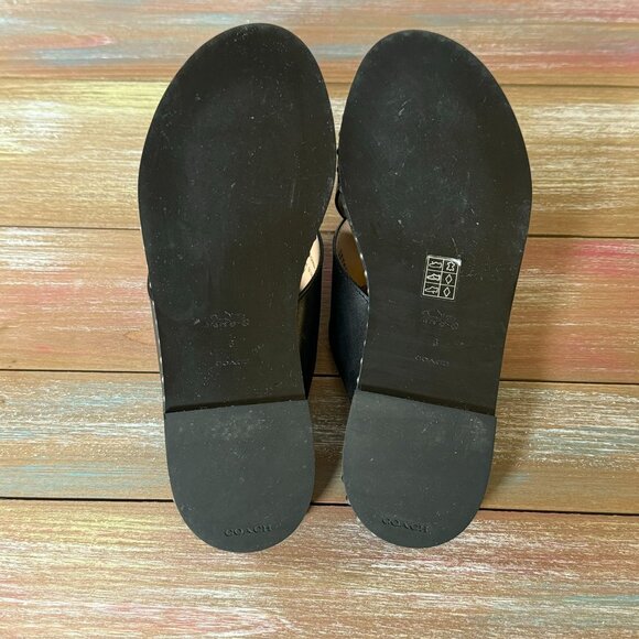 COACH Hailey Black Leather Bead Chain Studded Slide Sandals - US 6 - Picture 7 of 16